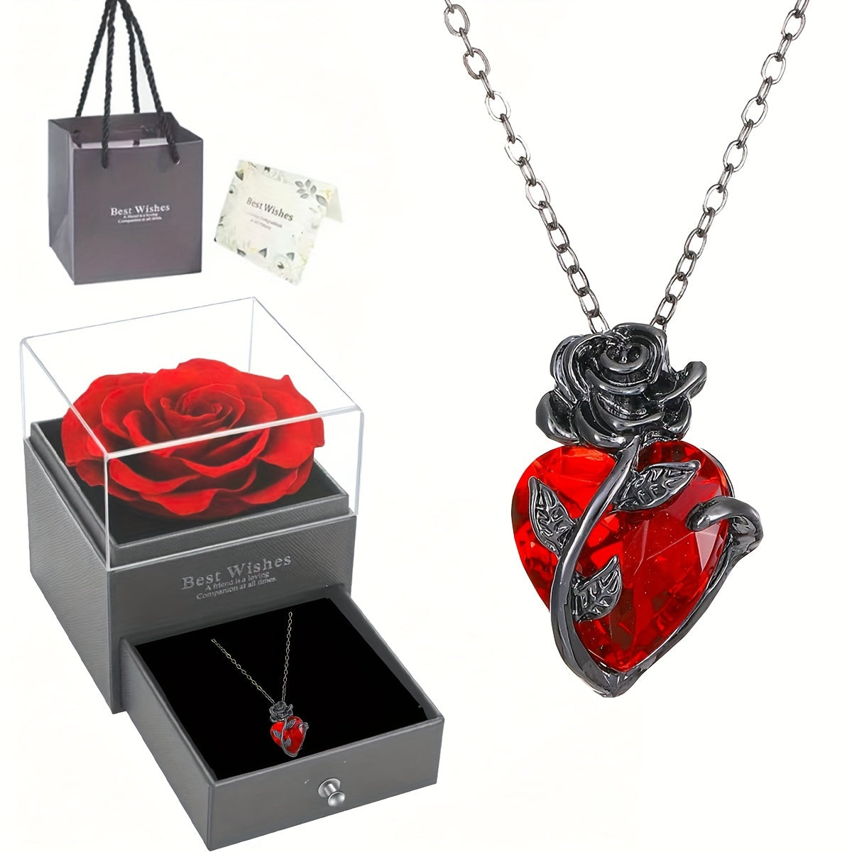 Love Rose Necklace Elegant Gift-0