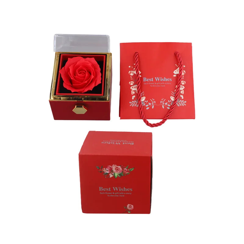 Rose Jewelry Gift Box Acrylic Ring Necklace Display-0