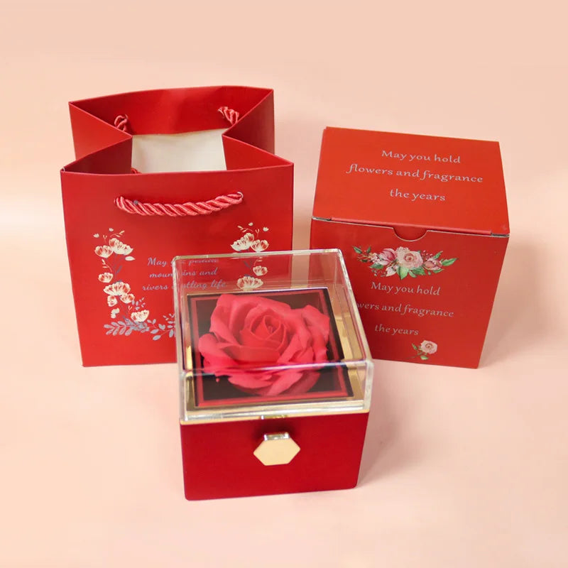 Rose Jewelry Gift Box Acrylic Ring Necklace Display-1